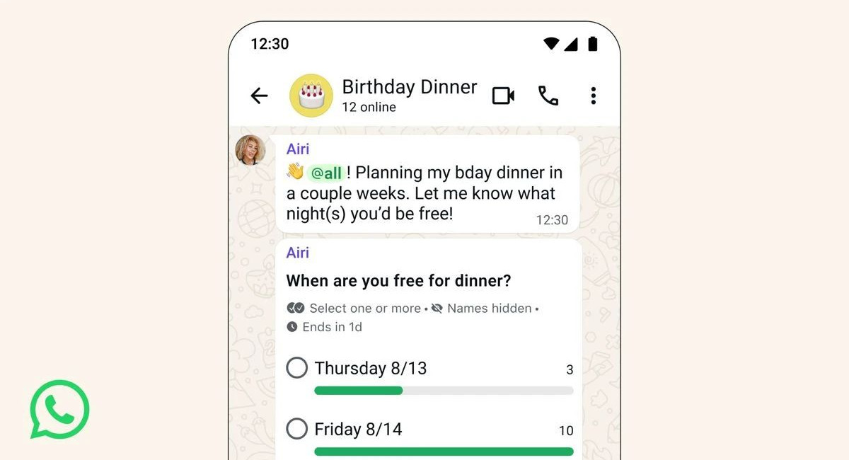 WhatsApp rethinks group messaging with global mentions And anonymous voting